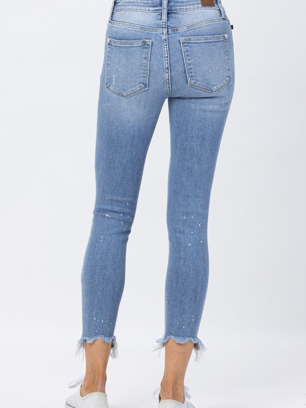 Judy Blue Bleach Splash Shark Bite Skinny Jeans Light Wash Mid Rise Womens 9/29 - Picture 2 of 11